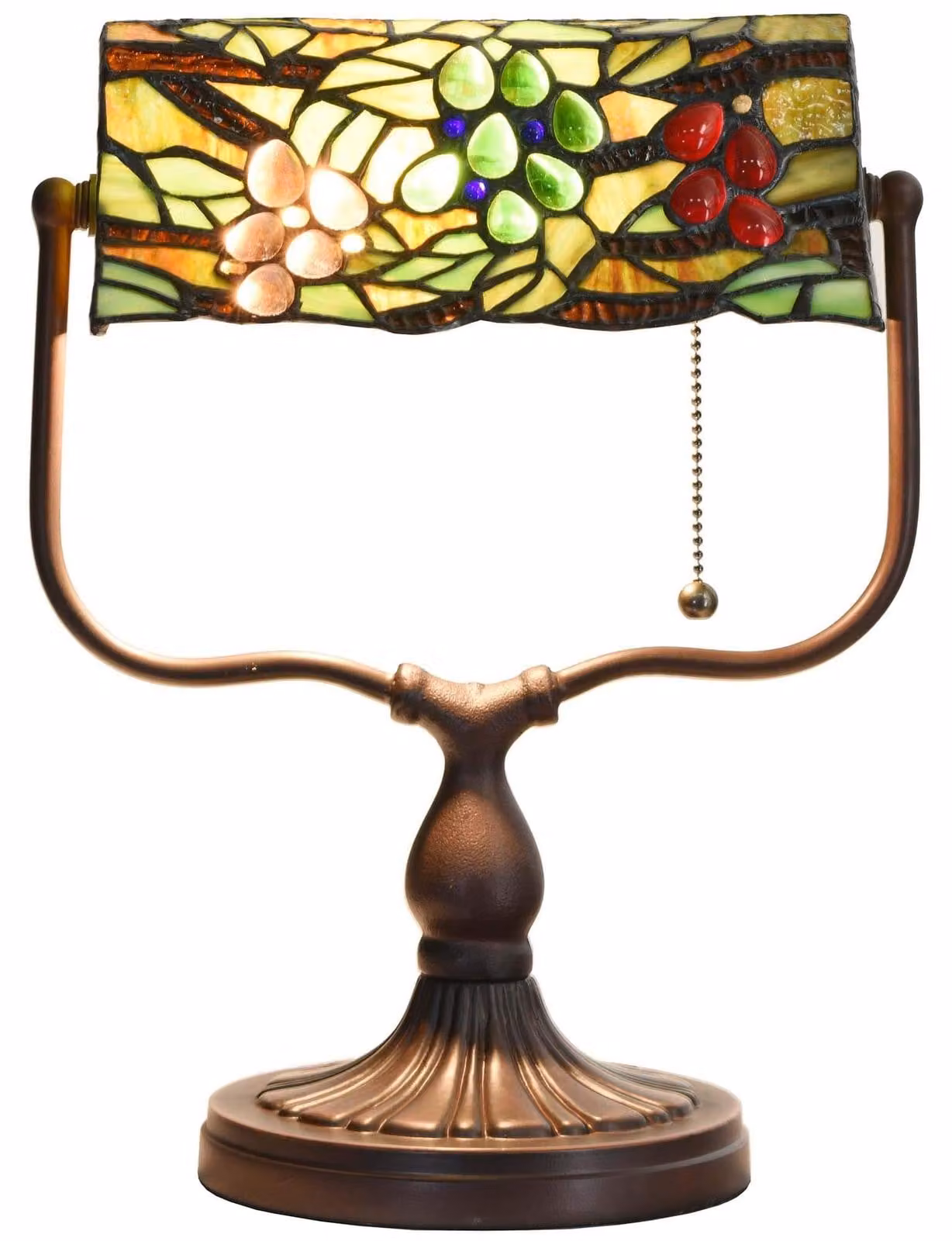 Lampada da scrivania stile Tiffany - Vetro colorato a piombo - 35,6 cm - Per scrivania e comodino
