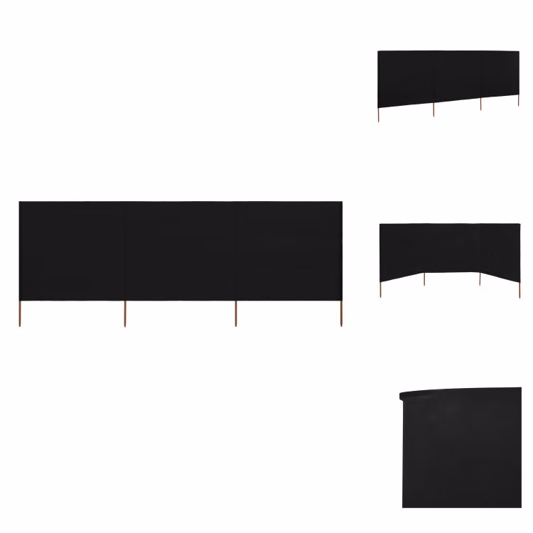vidaXL 3 pezzi in tessuto frangivento 400 x 120 cm nero - Ombrelloni e tende da sole