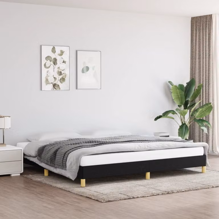 The Living Store Struttura letto nera 200x200 cm in tessuto