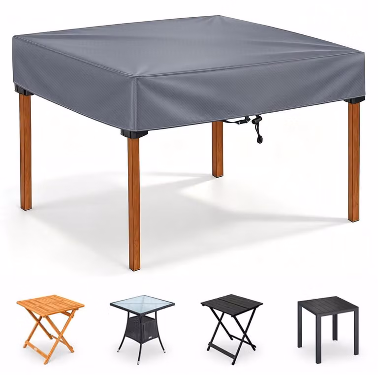 Copertura impermeabile per tavolo da giardino, colore grigio, dimensioni 70 x 70 x 15 cm