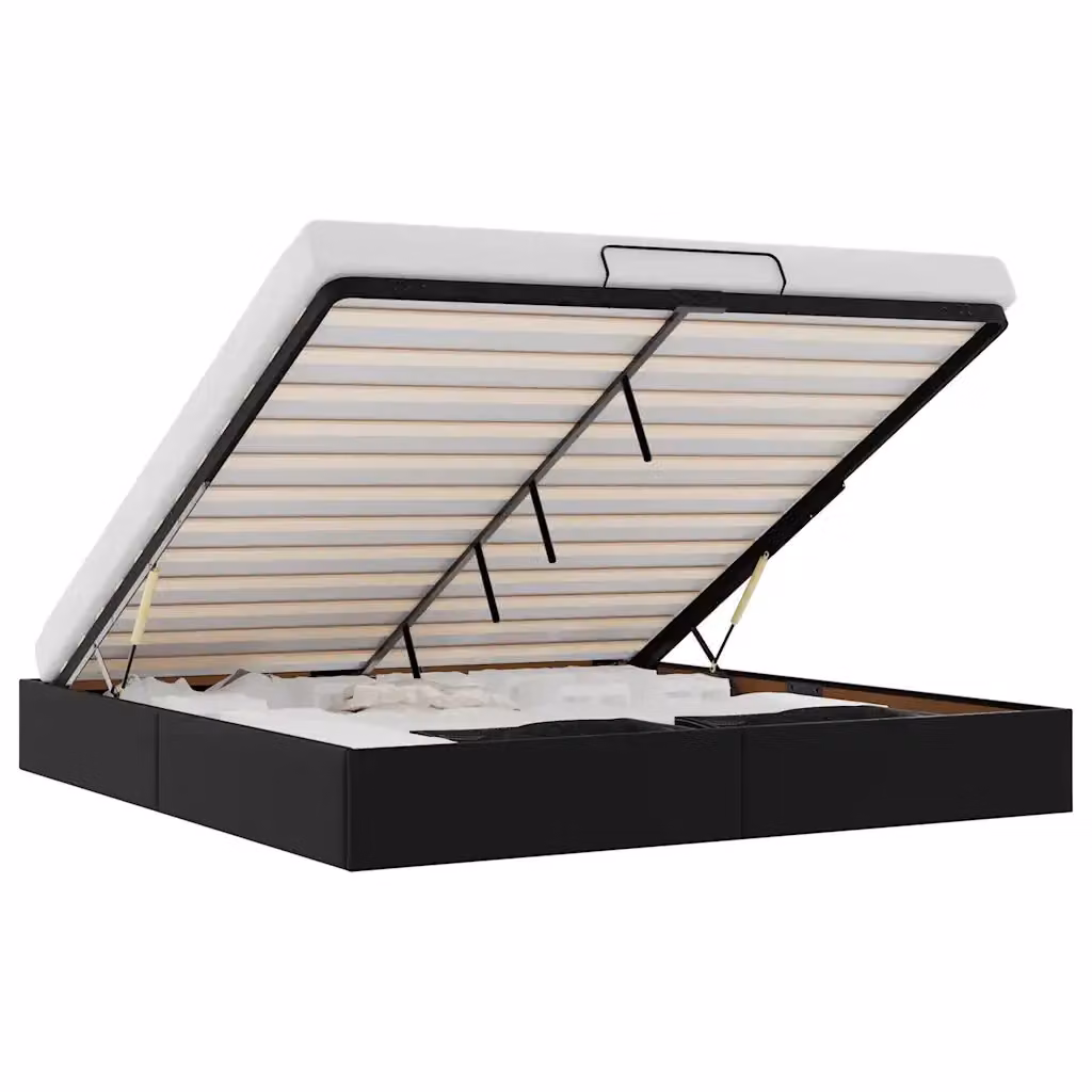 Struttura Letto con Contenitore a Sollevamento vidaXL in Similpelle Nero L/P/H: 200 x 160 x 23,5 cm – 2