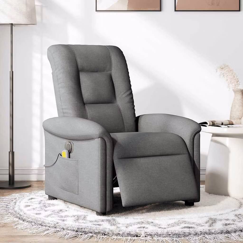vidaXL Poltrona Reclinabile Massaggio Elettrica Grigio Scuro Tessuto