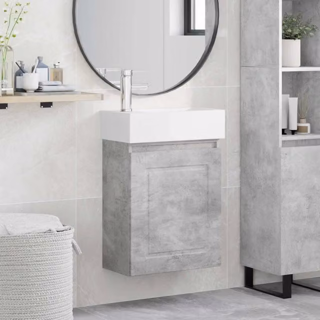 Mobile bagno moderno vidaXL con rubinetto, Grigio e Bianco, L/P/H: 45,5 x 22,5 x 84 cm