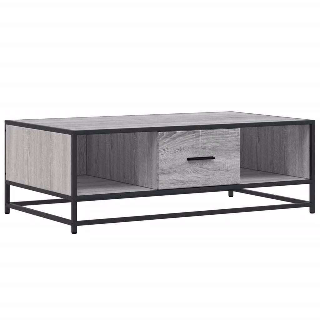 Tavolino Grigio Sonoma 100x57x35 cm Legno Multistrato e Metallo