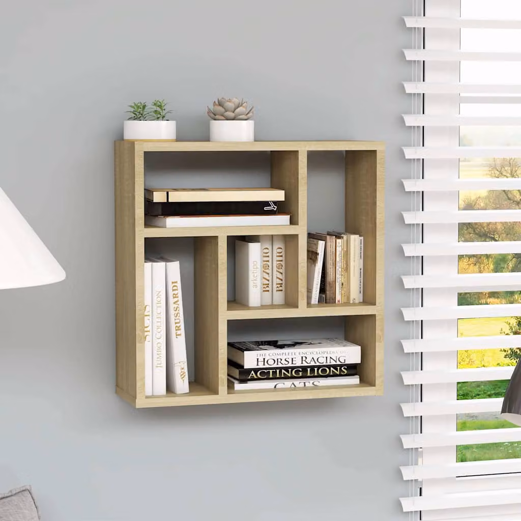 Scaffale da parete vidaXL in legno Rovere Sonoma, colore marrone, L 45 cm x P 16 cm x H 45 cm