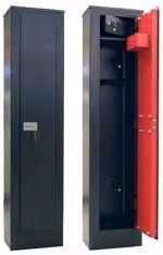 Armadio Portafucili con Tesoretto in Acciaio Nero, 5 Posti, L: 31,5 cm, P: 20,5 cm, H: 138 cm