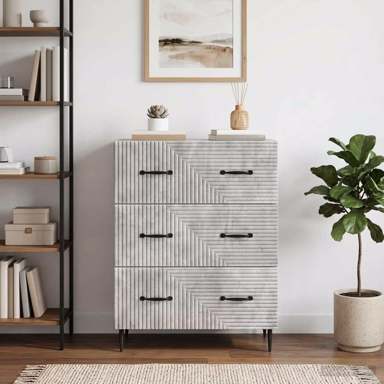 Carrello mobile con cassetti vidaXL in stile vintage grigio cemento L 66 cm x P 34,5 cm x H 89,5 cm