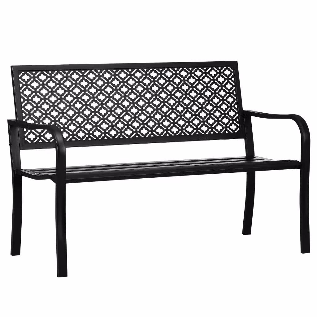 Panca da giardino Xylo a 2 posti in metallo con motivo floreale nero L: 127 cm, P: 63 cm, H: 83 cm – 2