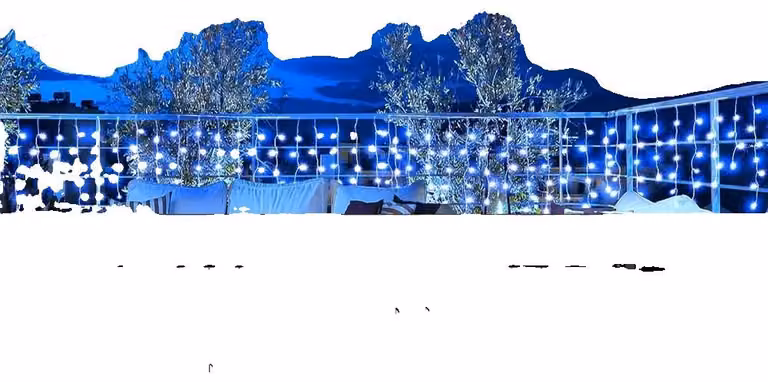 Catena luminosa LED da esterno, 8 modalità di illuminazione, design impermeabile, colore blu, confezione singola, con spina europea (220V-240V)