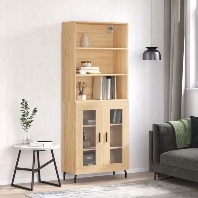 Credenza-Buffet-Armadio da cucina Rovere Sonoma 69,5x34x180 cm in Legno Multistrato 305132