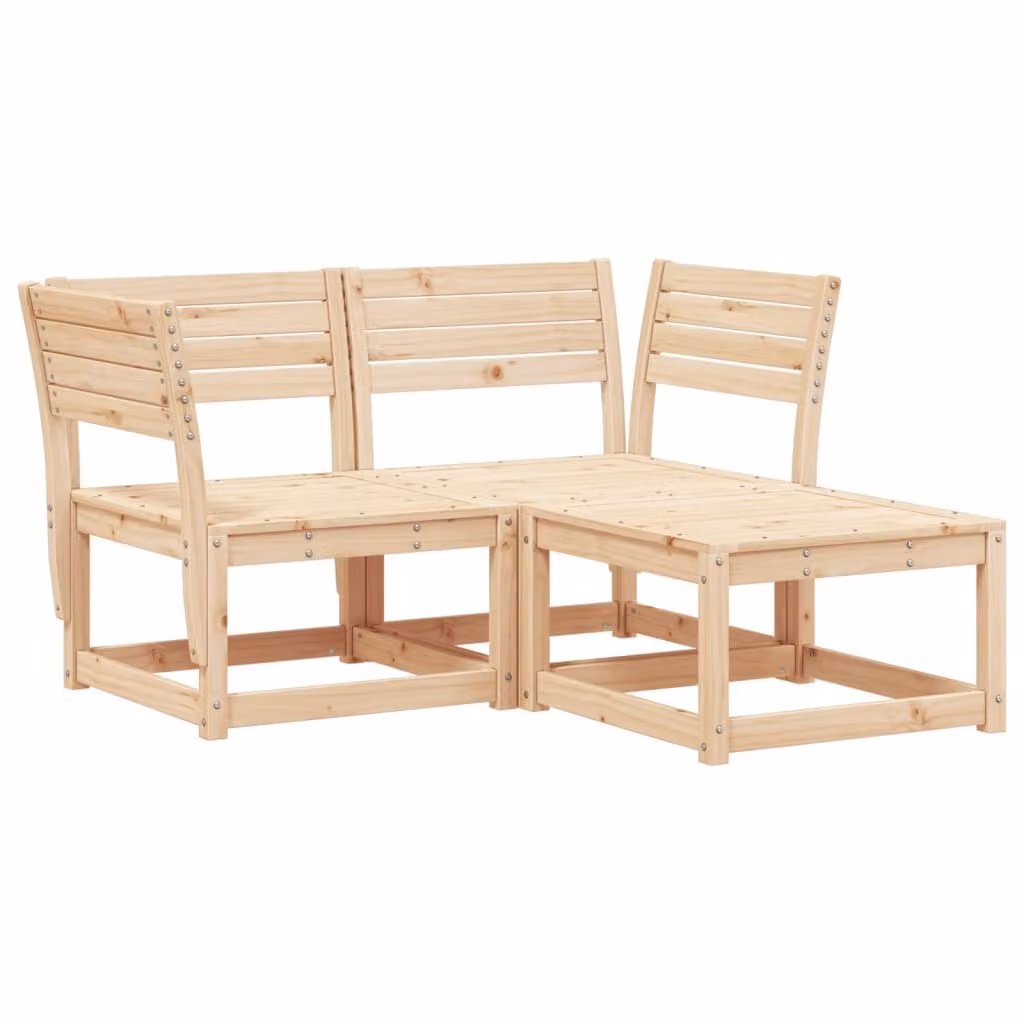 Set Divani da Giardino 3 pz in Legno Massello di Pino