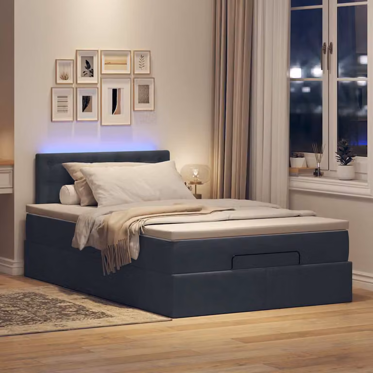 Maison Exclusive - Pouf Letto con Materasso e LED Grigio Scuro 120x190cm Velluto