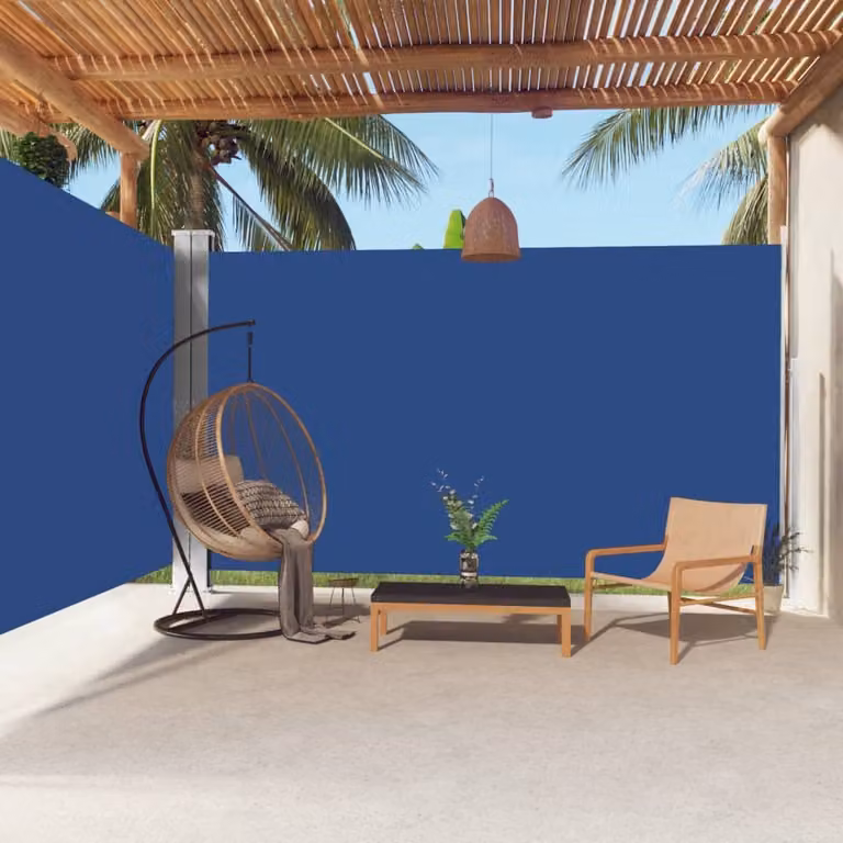 The Living Store Tenda laterale estensibile blu 220x600 cm