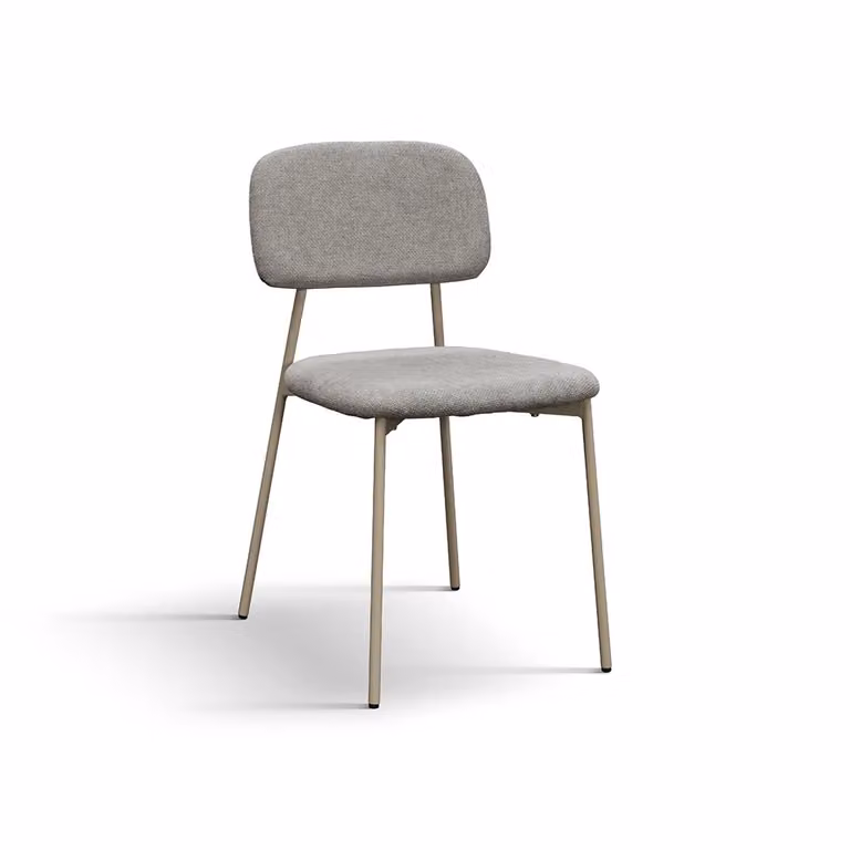 Set di 4 sedie BERLINO in tessuto grigio e gambe in metallo beige