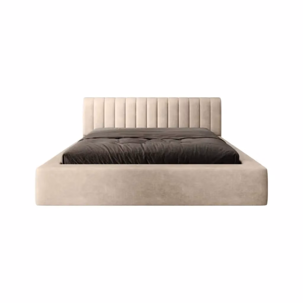 Letto contenitore CERVIN Meublorama in velluto beige con rete sollevabile L/P: 160 x 200 cm – 2