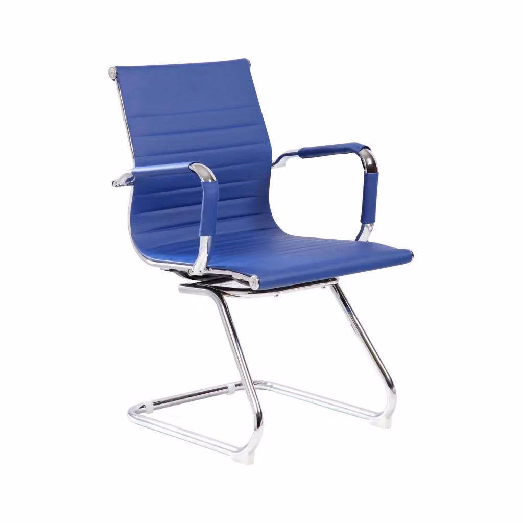 Sedia da ufficio e conferenza Dfusett con braccioli, seduta ergonomica in tessuto blu, L: 62 cm, H: 89 cm, P: 54 cm – 2