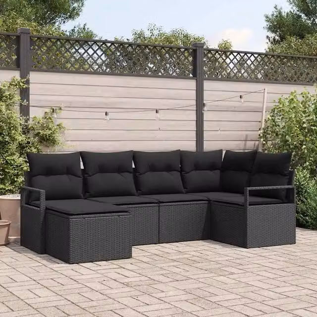Set di divani 6 pz Nero polyrattan 3346453