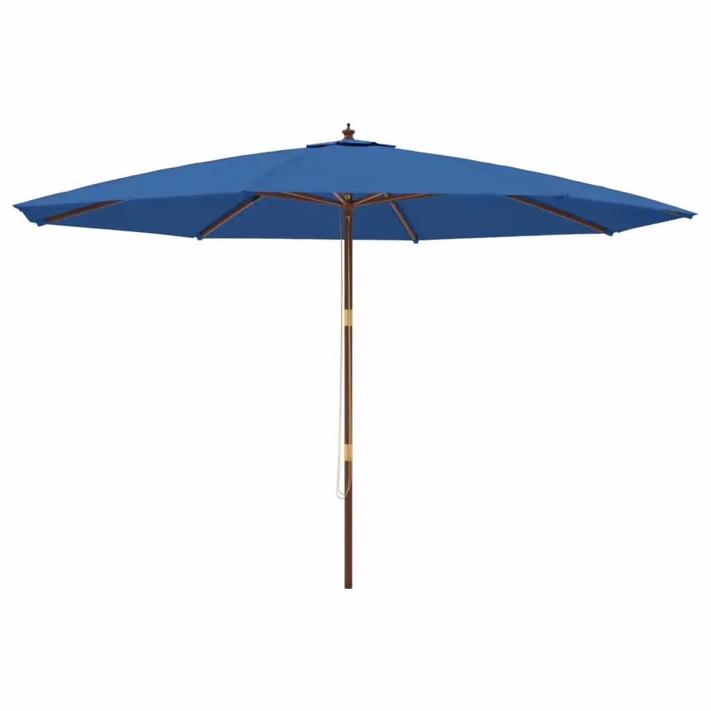 Ombrellone da Giardino vidaXL con Palo in Legno e Copertura in Poliestere Azzurro L: 400 cm, H: 273 cm – 2