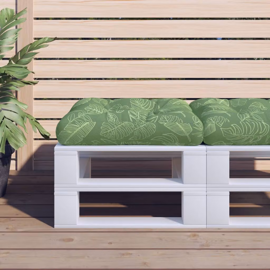 vidaXL Cuscino per Pallet con Motivo Floreale Verde in Tessuto Oxford Idrorepellente L/P/H: 58 x 58 x 10 cm