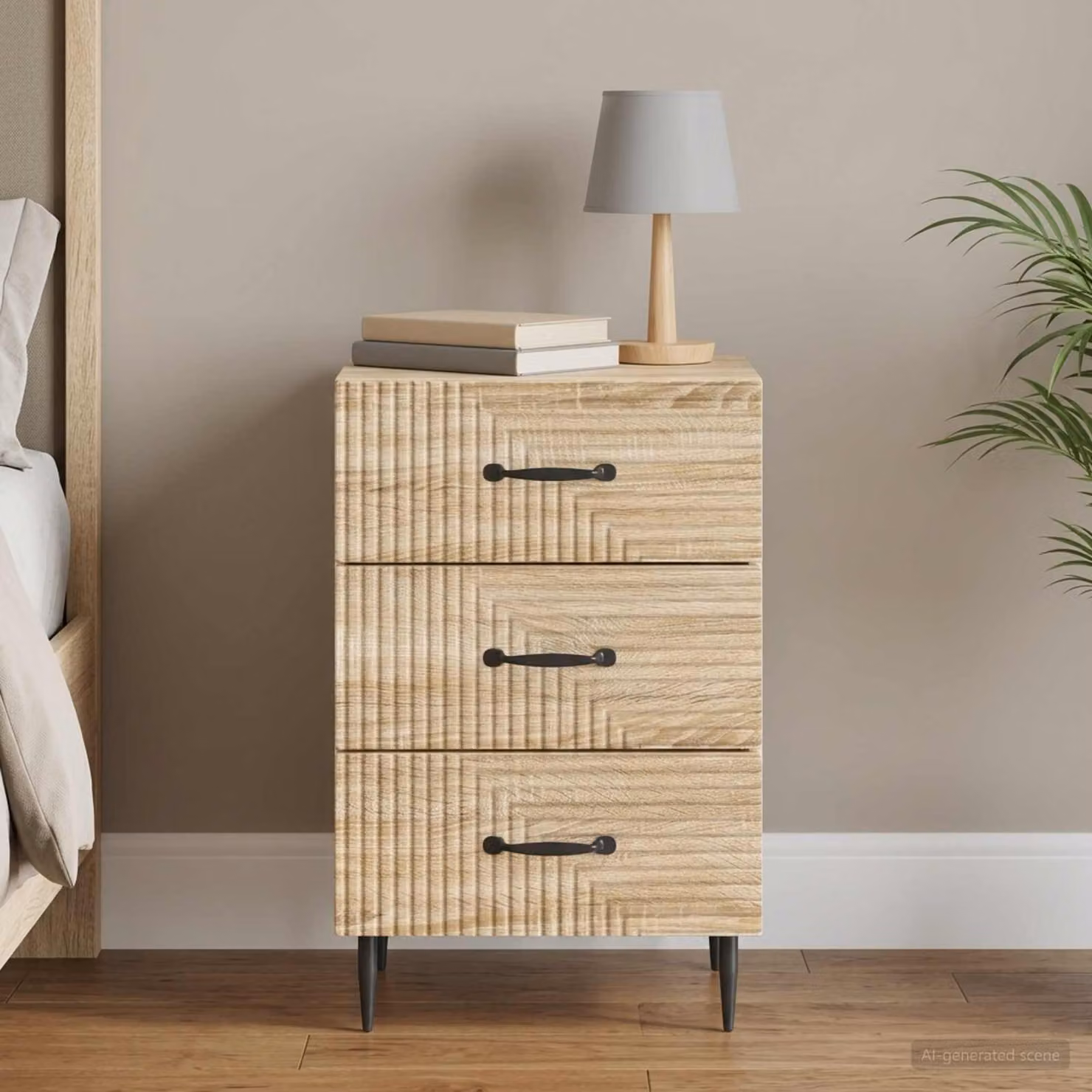 Armadio da notte con cassetto vidaXL in Rovere Sonoma, colore marrone, L 43 cm x P 41 cm x H 66,5 cm