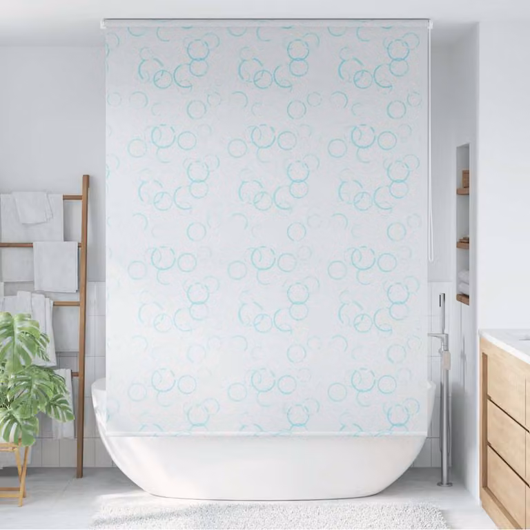 Tenda a Rullo per Doccia vidaXL Bianca con Motivo a Bolle L: 160 cm, H: 240 cm