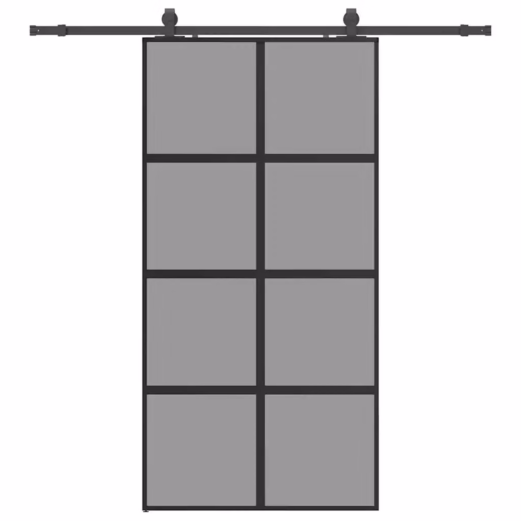 Porta Scorrevole Moderna VIDAXL in Vetro Temperato Trasparente con Telaio in Alluminio Nero L: 102,5 cm, H: 205 cm – 2