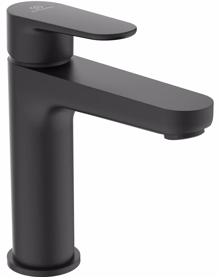 Miscelatore per lavabo, con apertura a pressione, a risparmio idrico, colore nero opaco