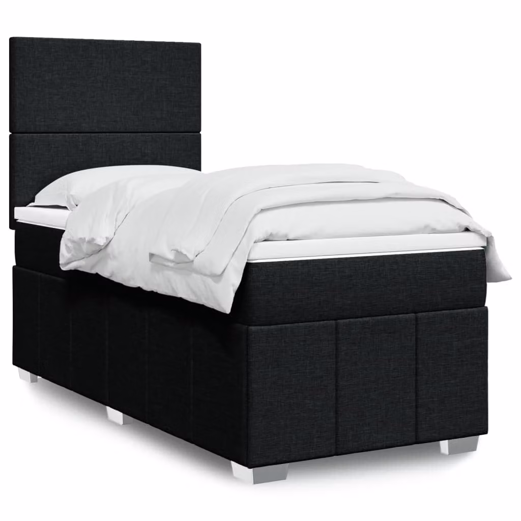 vidaXL Letto Ibrido con Giroletto a Molle e Materasso a Tasche Nero e Bianco L/P/H: 90 x 190 x 150,5 cm