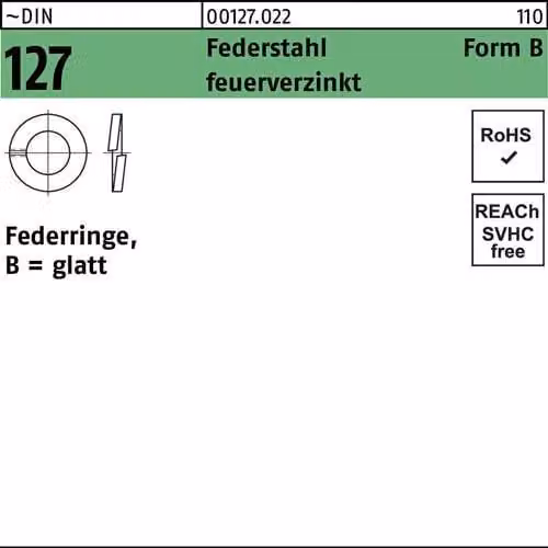 Rondelle elastiche Reyher DIN 127 st. B 14 tZn 001270229140000 (100 pz.)