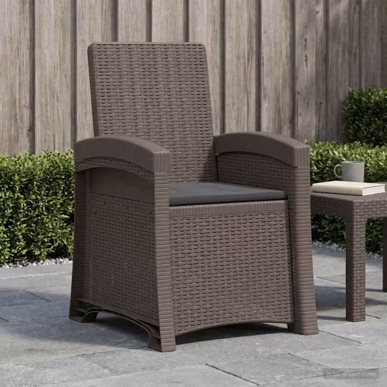 Sedia da giardino reclinabile vidaXL in effetto rattan con braccioli, resistente alle intemperie, disponibile in grigio, antracite o marrone, L/P/H: 120 x 63 x 92 cm