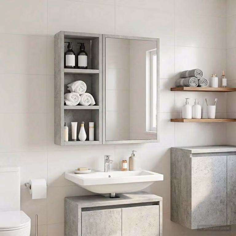Armadio da bagno a muro moderno vidaXL Grigio Cemento L/P/H: 20 x 10 x 50 cm