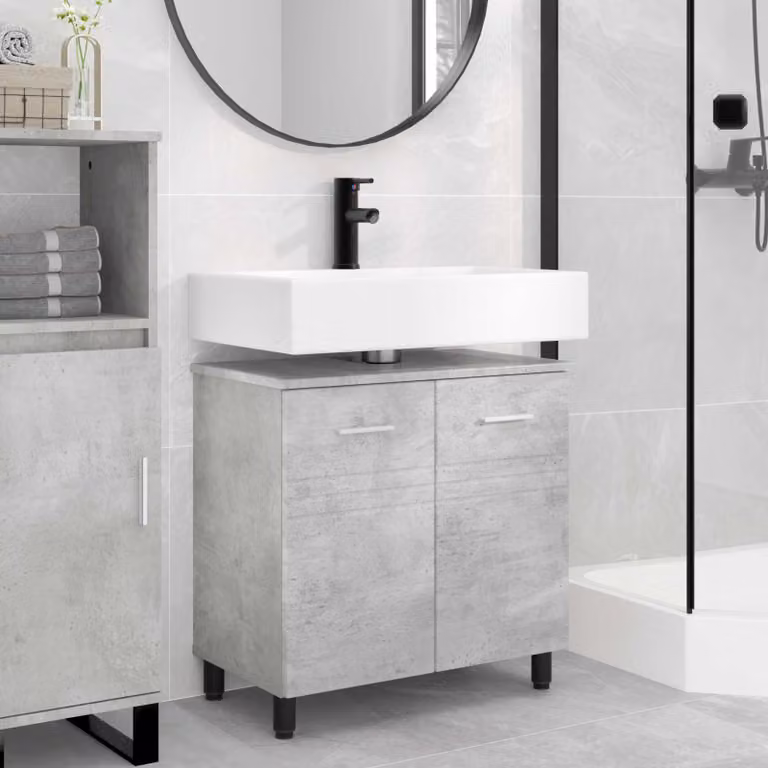 Mobiletto da bagno moderno vidaXL in MDF grigio opaco L: 60 cm, P: 35 cm, H: 60 cm