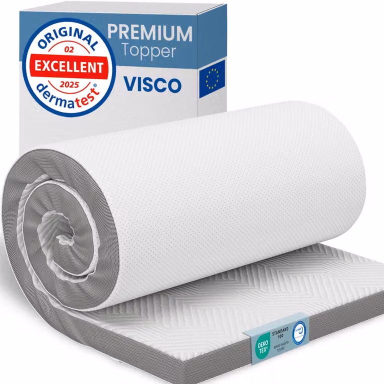 Coprimaterasso viscoelastico ELONEO 160x200cm, coprimaterasso con effetto memory foam, altezza 8 cm, coprimaterasso per letto e rete a doghe
