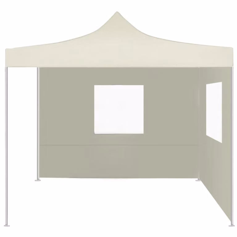 Gazebo Professionale Pieghevole con 2 Pareti 2x2m Acciaio Crema