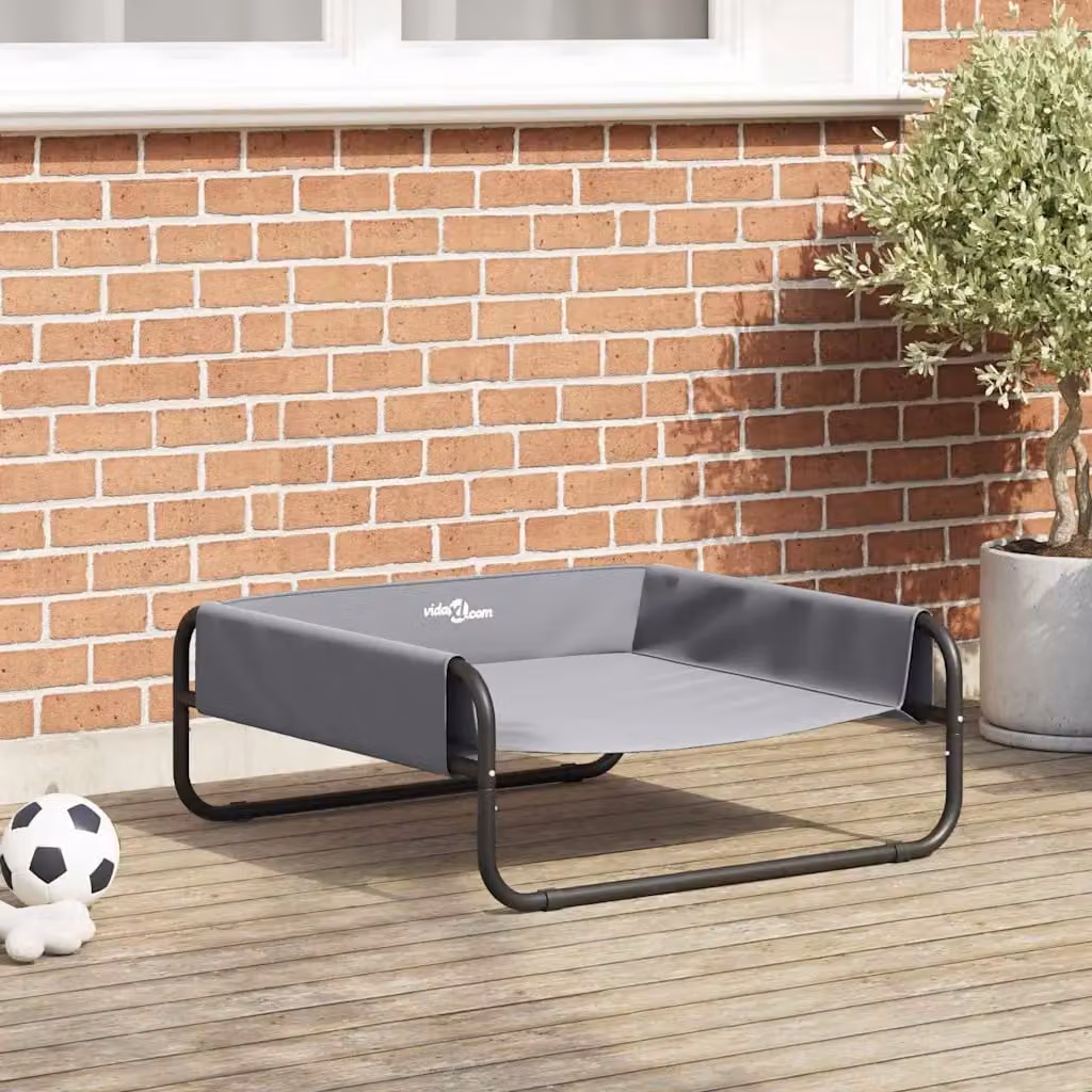 Letto per cani vidaXL grigio chiaro con struttura in metallo e base rialzata L 70 cm x P 70 cm x H 28,5 cm
