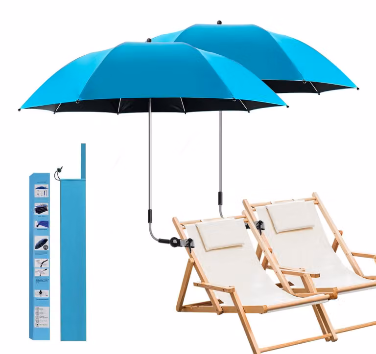 Omgoods - Ombrellone con protezione UV 50+, clip universale e regolazione a 360°