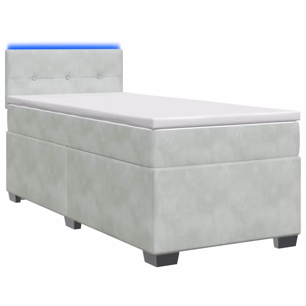 Letto con Box Spring, Materasso e LED vidaXL, Grigio Chiaro, L/P/H: 80 x 200 x 140 cm – 2