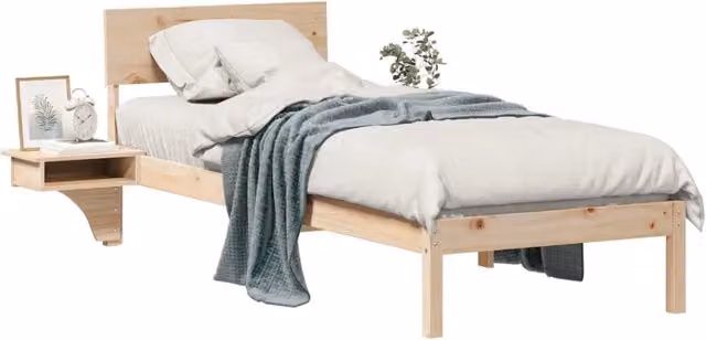 Letto singolo per adulti in pino massello marrone L: 75 cm, P: 190 cm, H: 200 cm