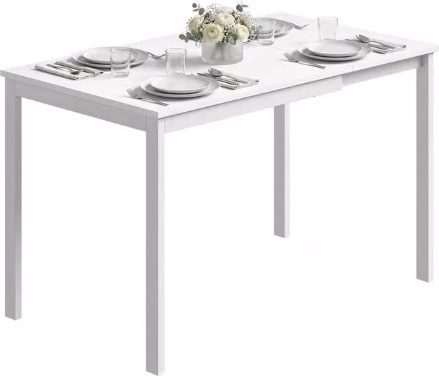 Tavolo da pranzo allungabile XYLO bianco moderno con estensione scorrevole in MDF laminato lucido