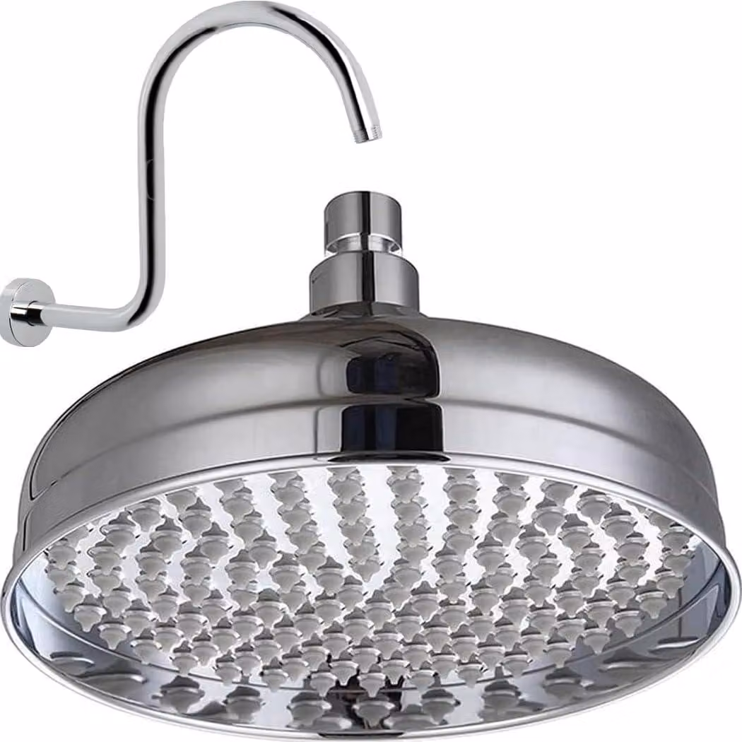 Testina doccia, altezza 20 cm, cromata, in ottone massiccio, con 140 ugelli anticalcare