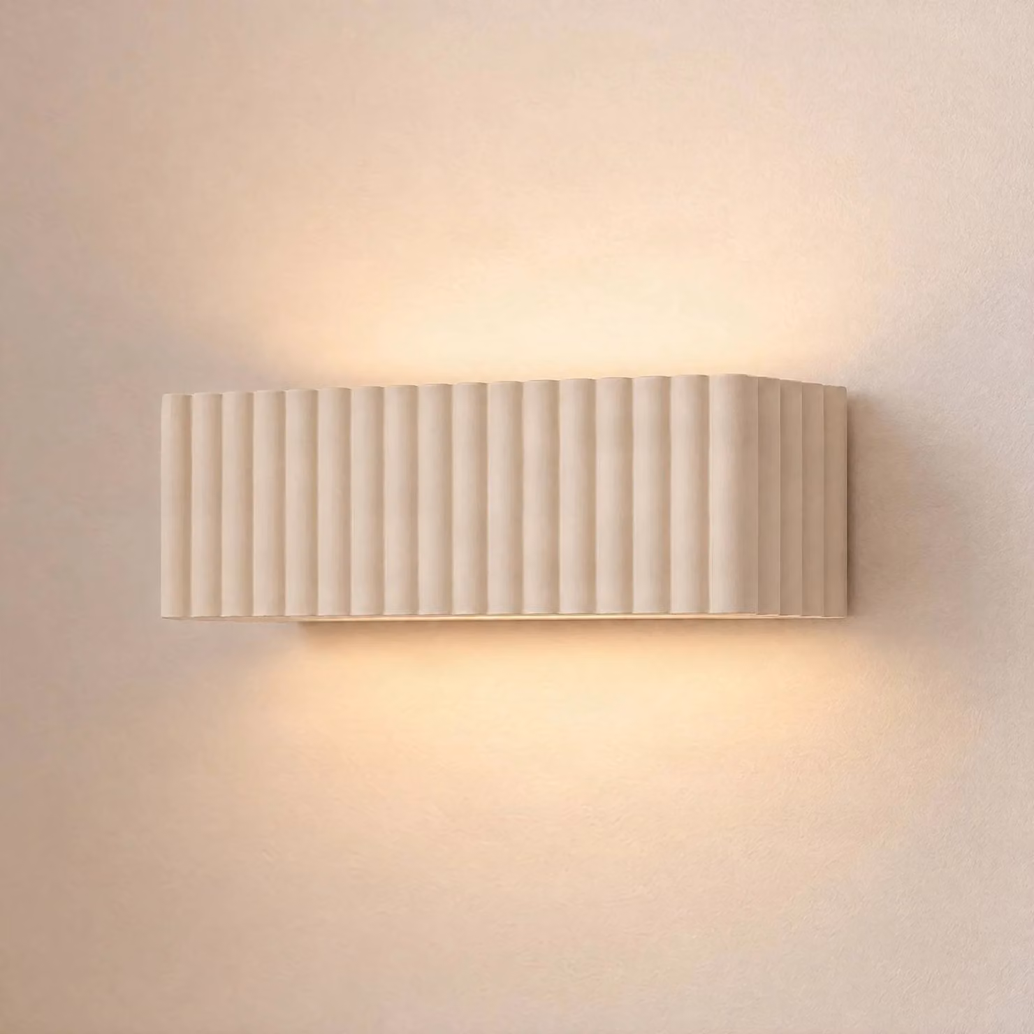 Applique da parete Rigata SOLLUX LIGHTING, dimmerabile, Crema / Ambra, Corridoio, Ceramica, Moderno, Applique