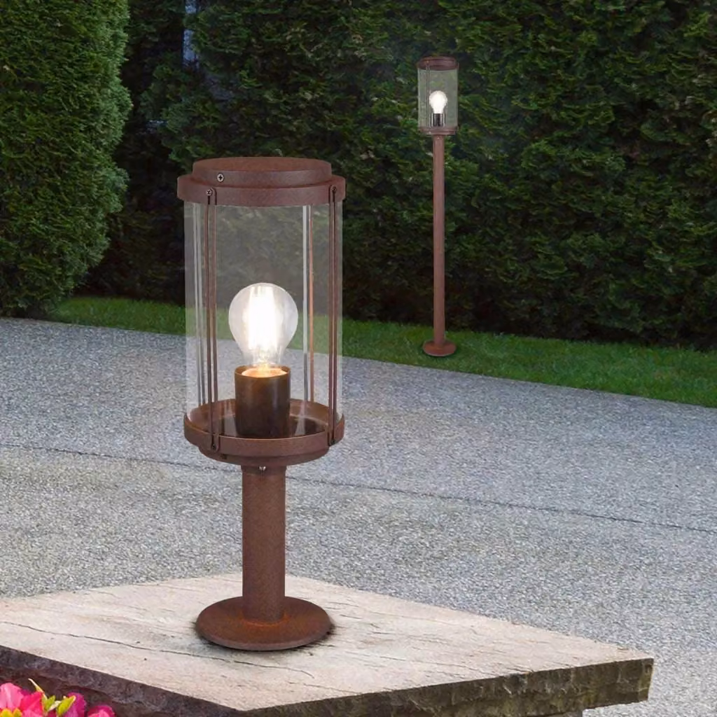 LÚZETE Lanterna da giardino moderna in metallo marrone, IP44, attacco E27, Altezza: 100 cm – 2