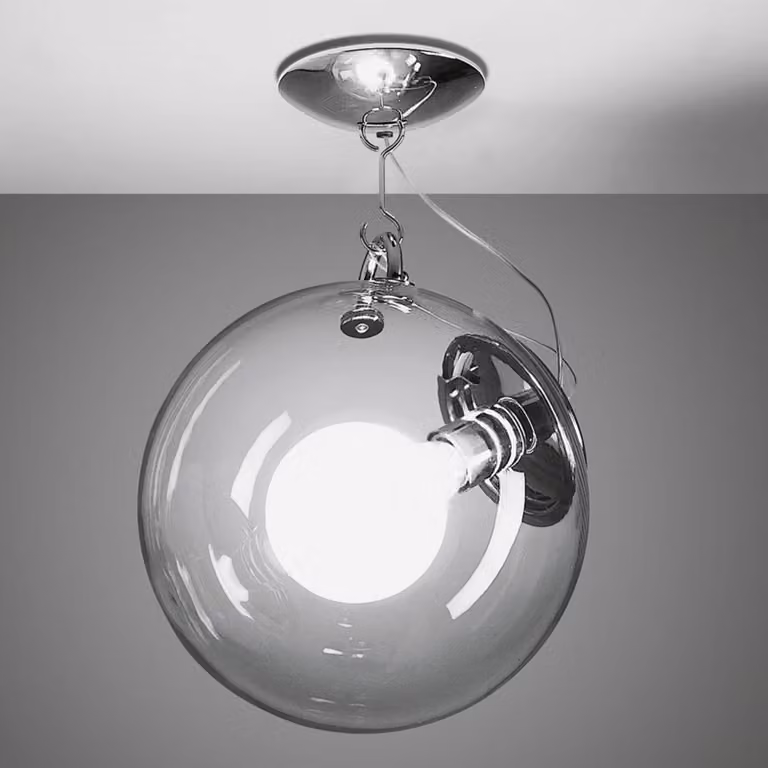 Artemide Plafoniera di design Miconos, dimmerabile, Cromo / Argento, Soggiorno / Sala da pranzo, Vetro, Design, Plafoniera