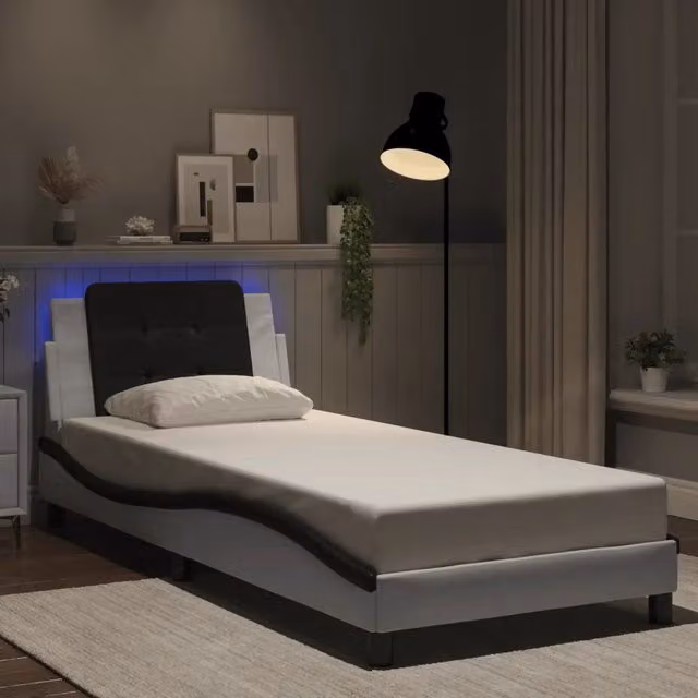Giroletto con LED e porta USB Zadar vidaXL Bianco e Nero L/P: 90 x 200 cm