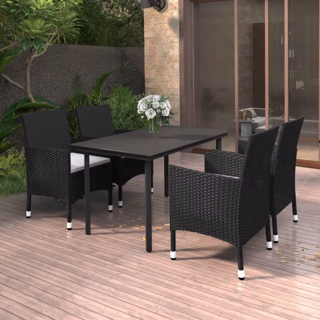 Maison Exclusive - Set da pranzo da giardino a 5 pezzi con cuscini in rattan sintetico e vetro