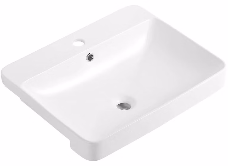 CERANO - Lavabo in Vetroceramica - semi-incasso - Ravelo - bianco lucido - 59,5x47,5 cm