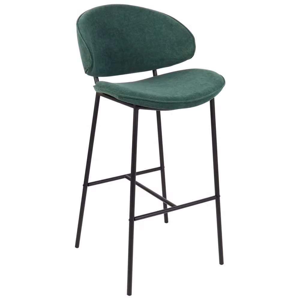 Set di 2 sgabelli da bar BELIANI in stile moderno con sedile imbottito in tessuto verde e struttura nera, Altezza: 104 cm, Larghezza: 49 cm, Profondità: 59 cm – 2