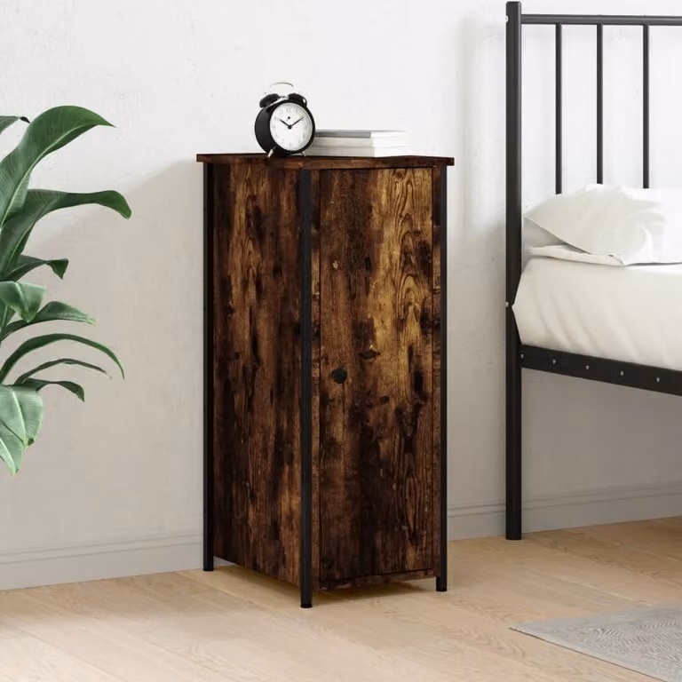 Comodino vidaXL in Rovere Fumo e Legno Multistrato, Colore Marrone, L/P/H: 32 x 42 x 80 cm