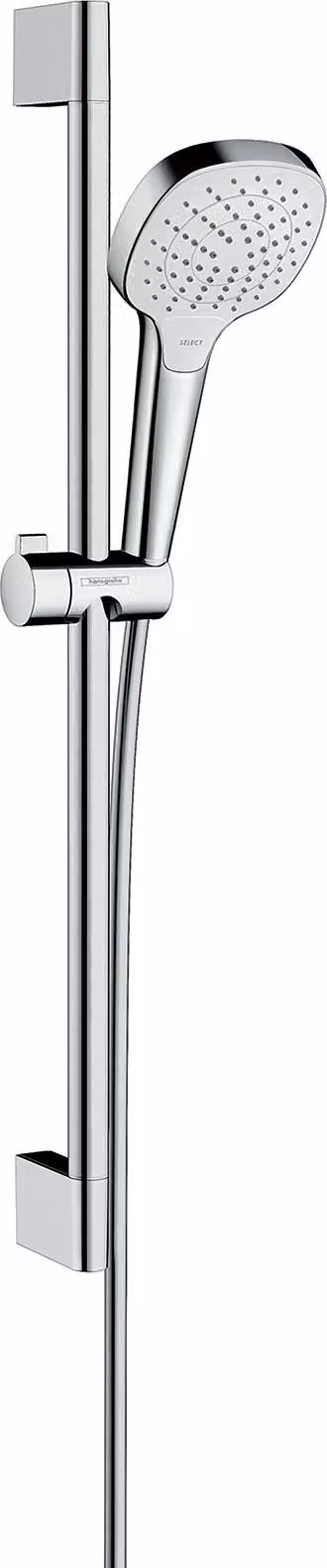 hansgrohe Croma Select E Ensemble de douche Vario EcoSmart avec barre de douche 65 cm, blanc/chrome, 26583400, 26583400