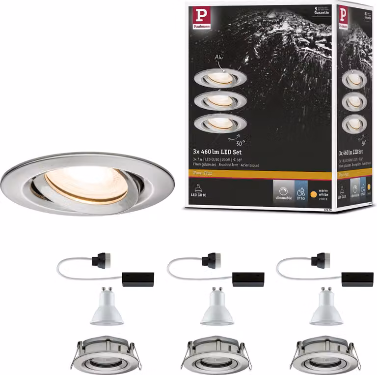 Paulmann Luce da incasso LED Nova Plus set di 3 luci orientabili